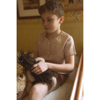 L by Ladida Rust Stripe Linen V Neck Boy Shirt
