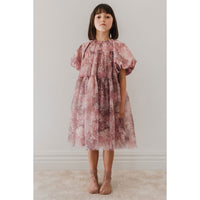 Petite Amalie Pink Hydrangea Printed Tulle Dress