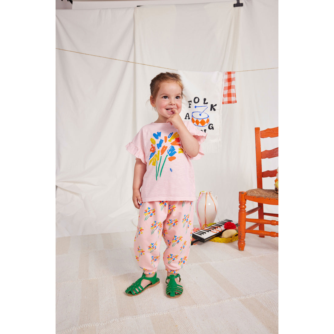 Bobo Choses Pink Baby Fireworks Ruffle T-Shirt