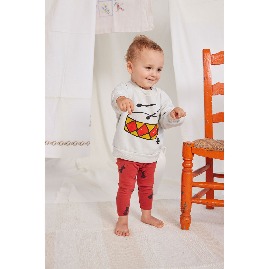 Bobo Choses Beige Baby Play The Drum Sweatshirt