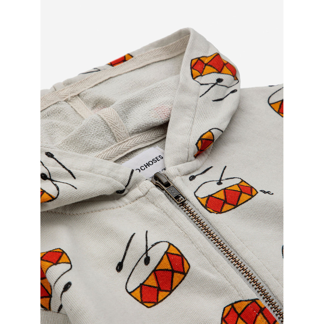 Bobo Choses Beige Baby Play The Drum Zipped Hoodie