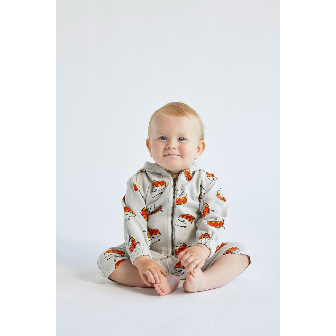 Bobo Choses Beige Baby Play The Drum Zipped Hoodie