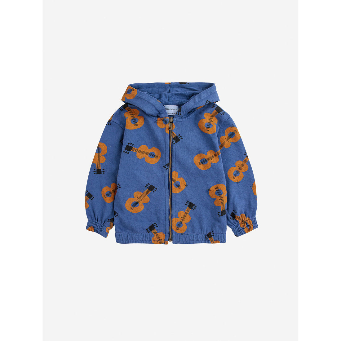 Bobo Choses Navy Blue Baby Acoustic Guitar All Over Zipped Hoodie