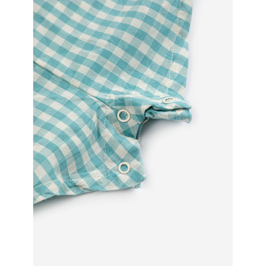 Bobo Choses Turquoise Baby Ant Vichy Woven Playsuit