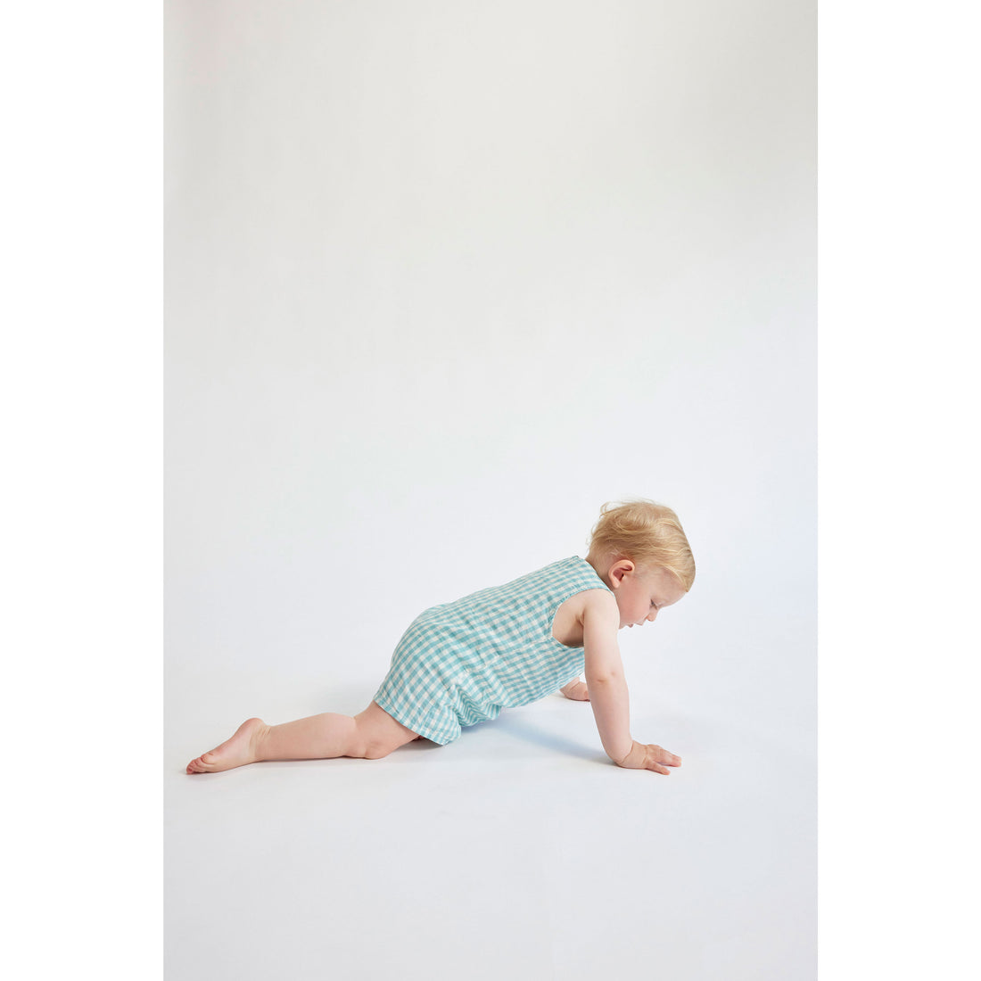 Bobo Choses Turquoise Baby Ant Vichy Woven Playsuit