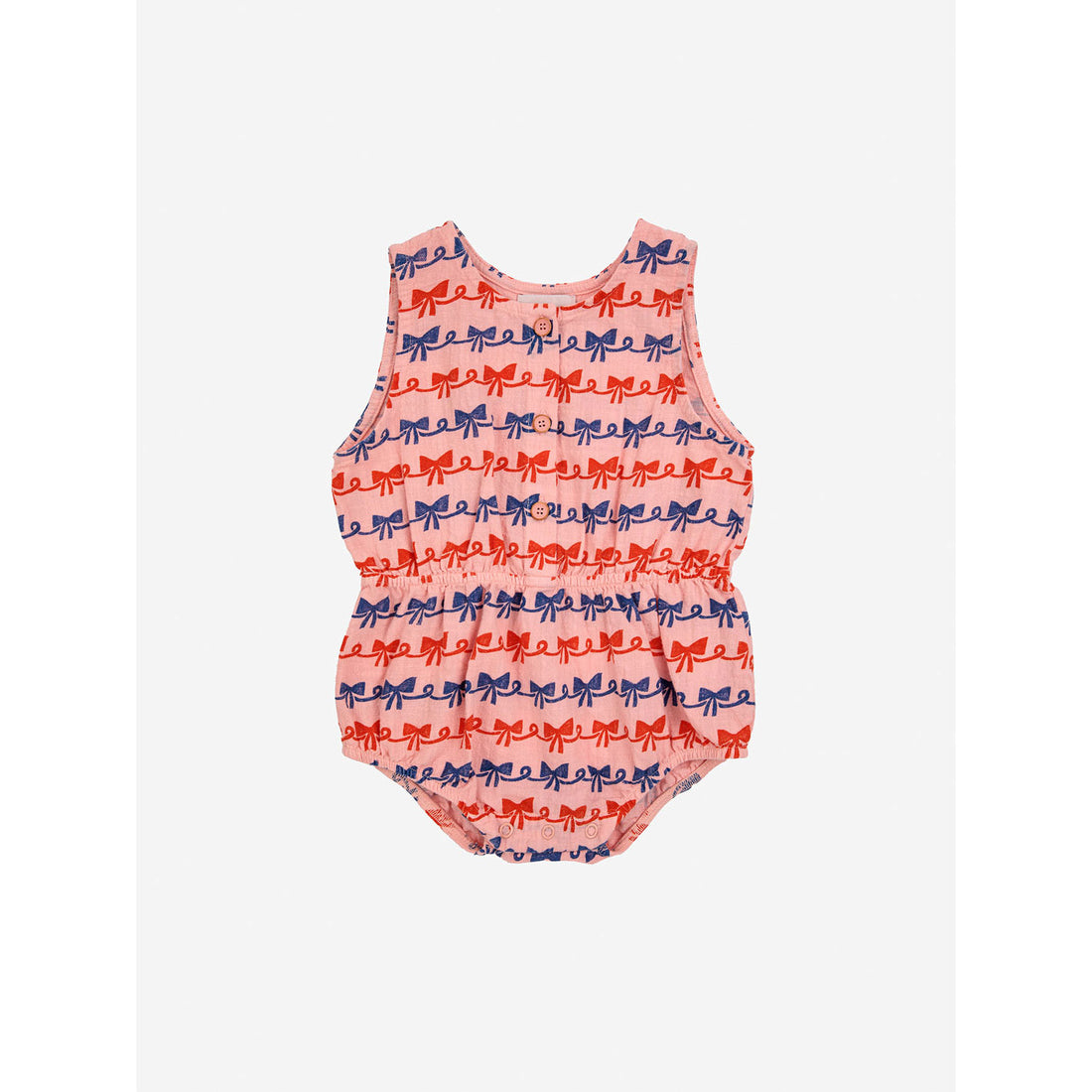 Bobo Choses Pink Baby Ribbon Bow All Over Woven Romper