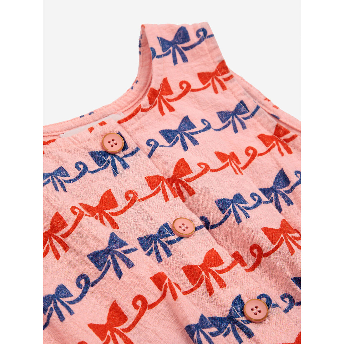 Bobo Choses Pink Baby Ribbon Bow All Over Woven Romper