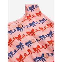 Bobo Choses Pink Baby Ribbon Bow All Over Woven Romper