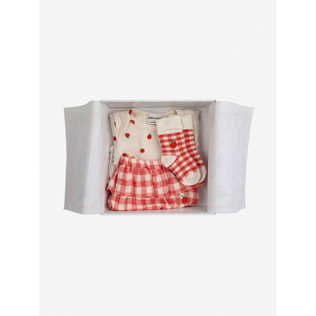 Bobo Choses Offwhite Baby Tomato Body And Vichy Set