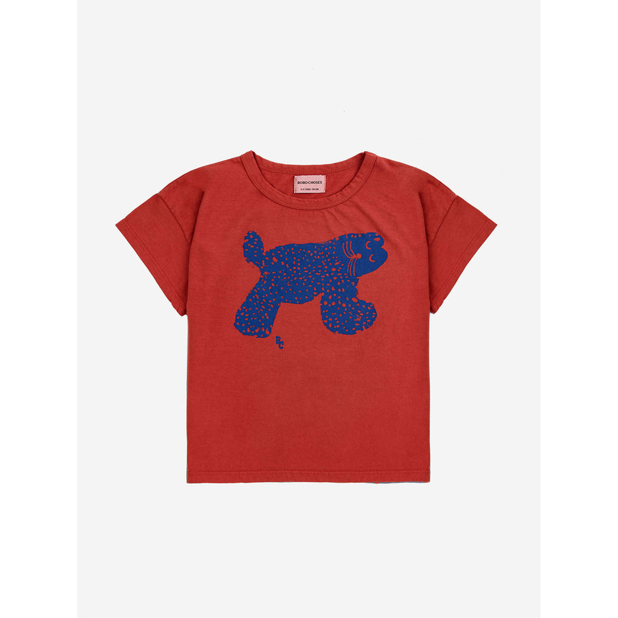Bobo Choses Burgundy Red Big Cat T-Shirt