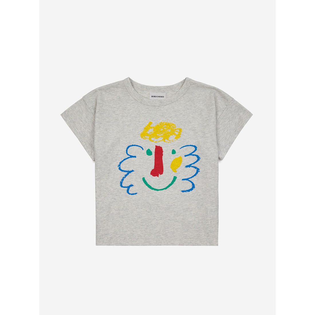 Bobo Choses Light Heather Grey Happy Mask T-Shirt