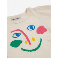 Bobo Choses Offwhite Smiling Mask Puffed Sleeves T-Shirt