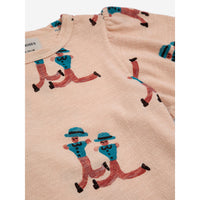 Bobo Choses Light Pink Dancing Giants All Over Puffed Sleeves T-Shirt