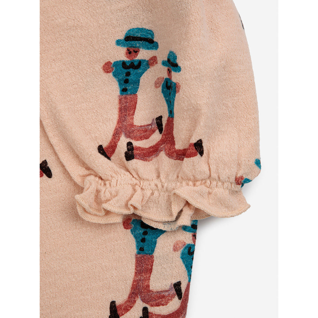 Bobo Choses Light Pink Dancing Giants All Over Puffed Sleeves T-Shirt