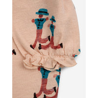 Bobo Choses Light Pink Dancing Giants All Over Puffed Sleeves T-Shirt