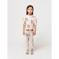 Bobo Choses Light Pink Dancing Giants All Over Puffed Sleeves T-Shirt