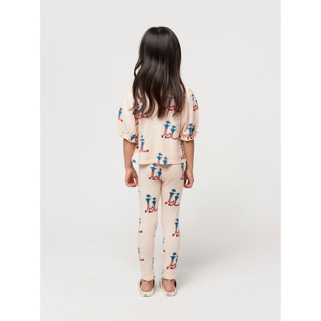 Bobo Choses Light Pink Dancing Giants All Over Puffed Sleeves T-Shirt