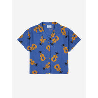 Bobo Choses Navy Blue Acoustic Guitar All Over Woven Shirt