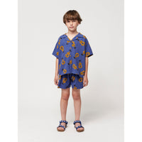 Bobo Choses Navy Blue Acoustic Guitar All Over Woven Shirt