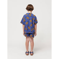 Bobo Choses Navy Blue Acoustic Guitar All Over Woven Shirt
