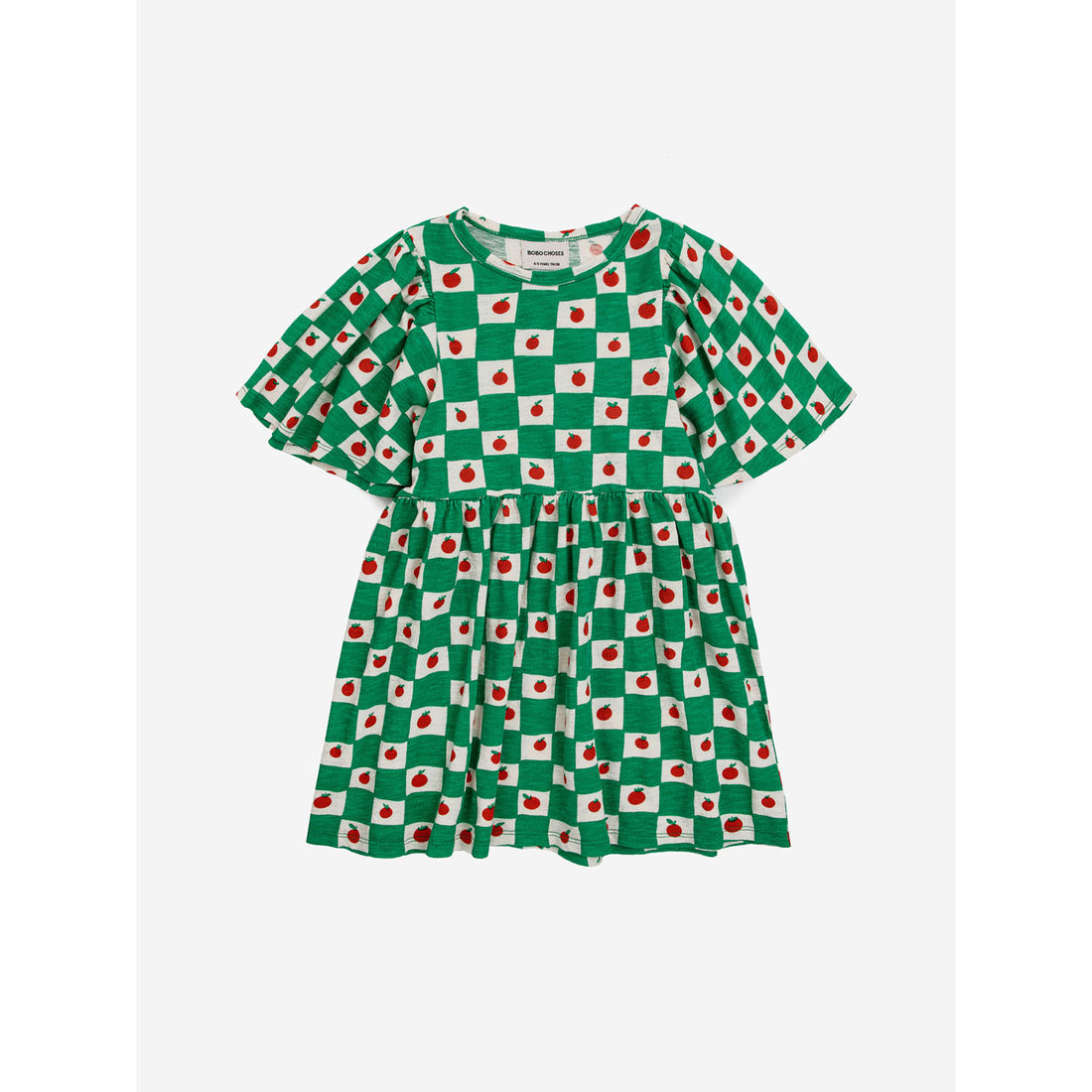 Bobo Choses Offwhite Tomato All Over Ruffle Sleeves Dress