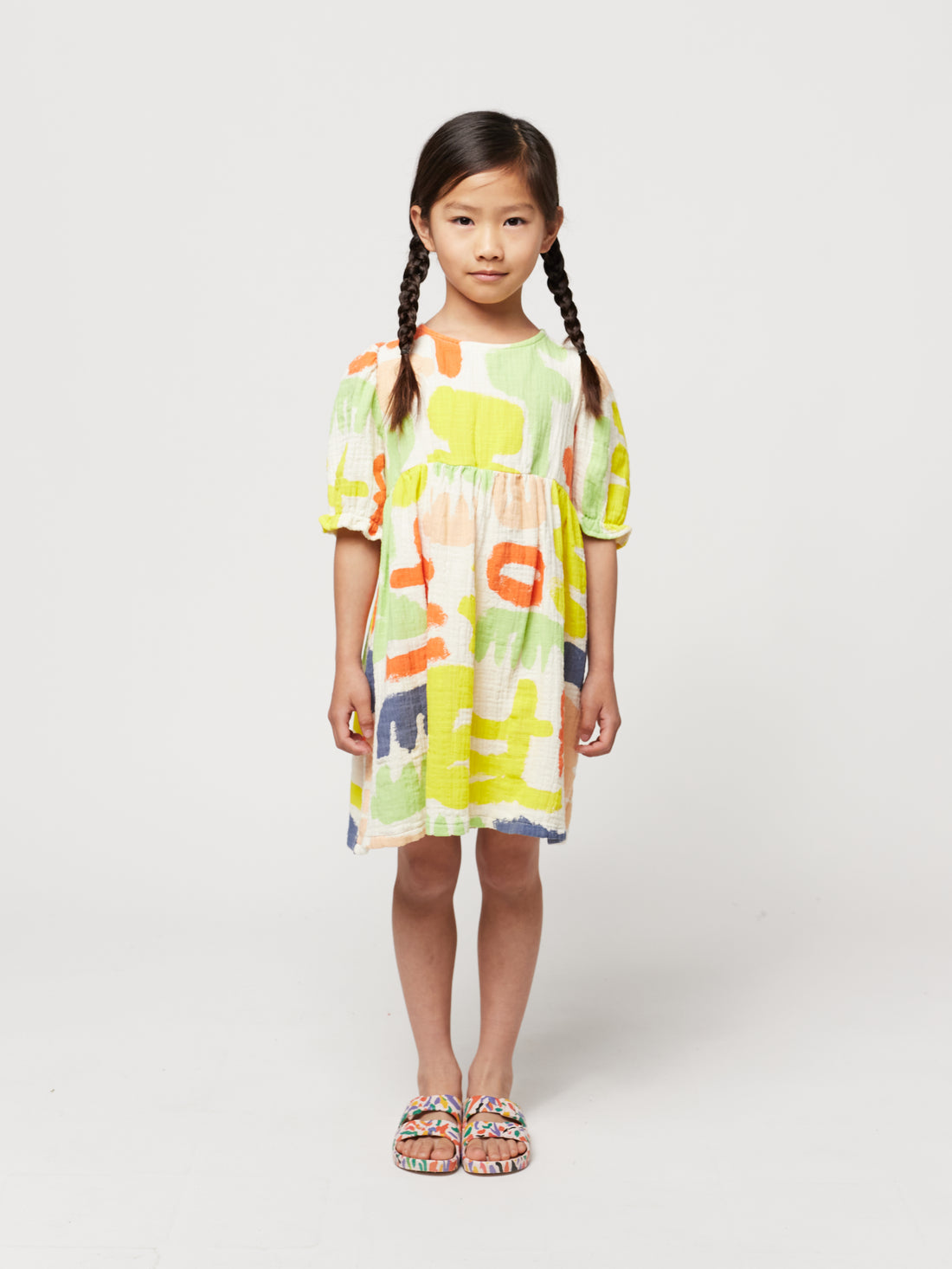 Bobo Choses Offwhite Carnival All Over Puffed Sleeve Woven Dress
