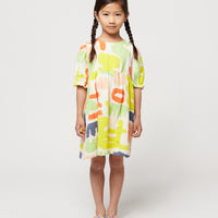 Bobo Choses Offwhite Carnival All Over Puffed Sleeve Woven Dress