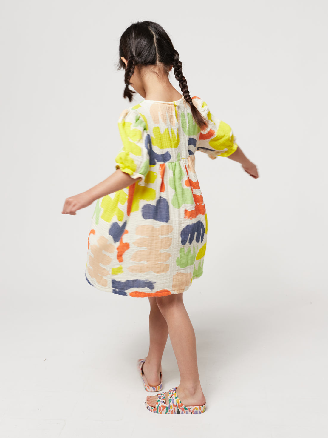 Bobo Choses Offwhite Carnival All Over Puffed Sleeve Woven Dress