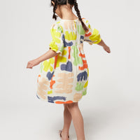 Bobo Choses Offwhite Carnival All Over Puffed Sleeve Woven Dress