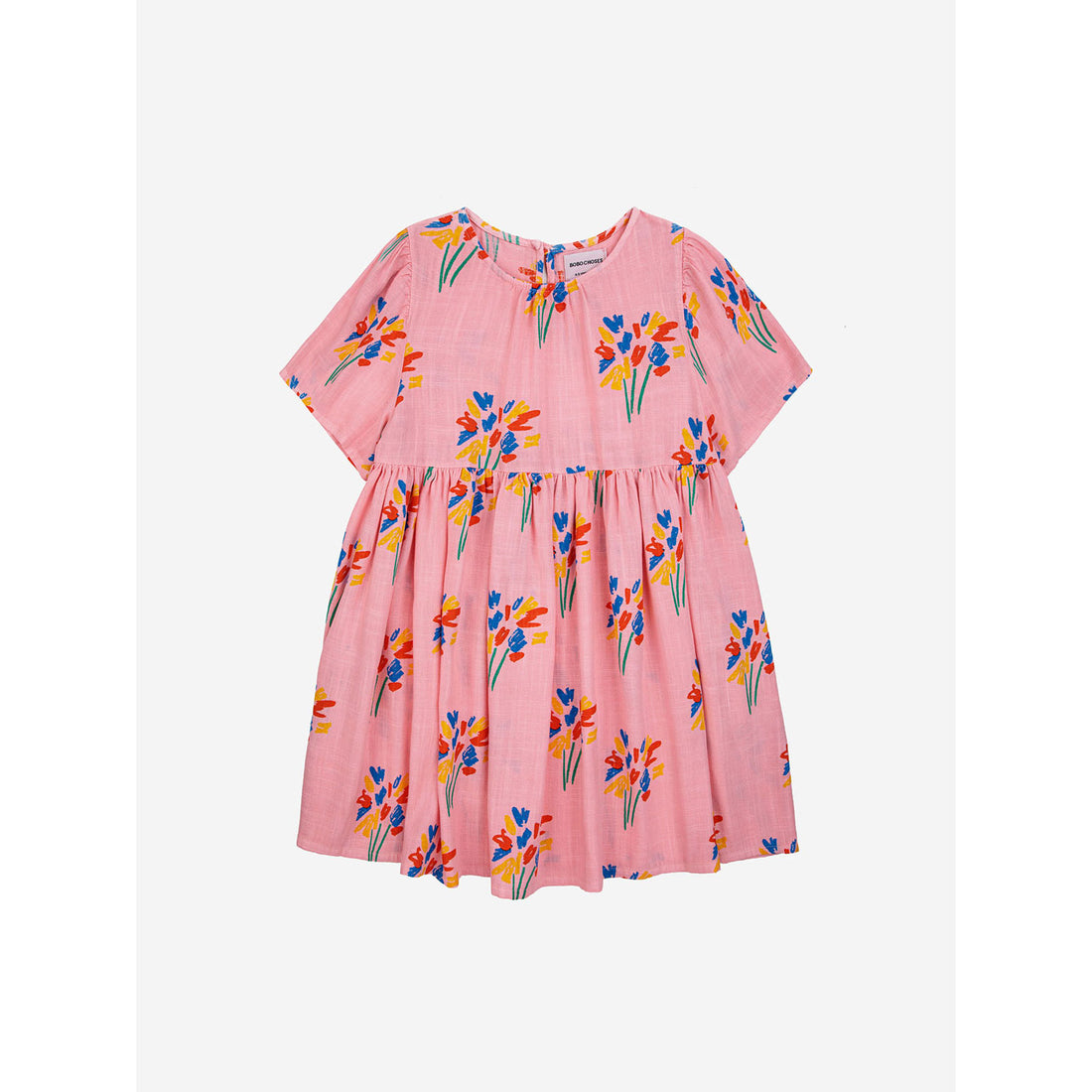 Bobo Choses Pink Fireworks All Over Flounce Sleeves Woven Dress