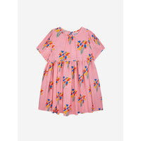 Bobo Choses Pink Fireworks All Over Flounce Sleeves Woven Dress