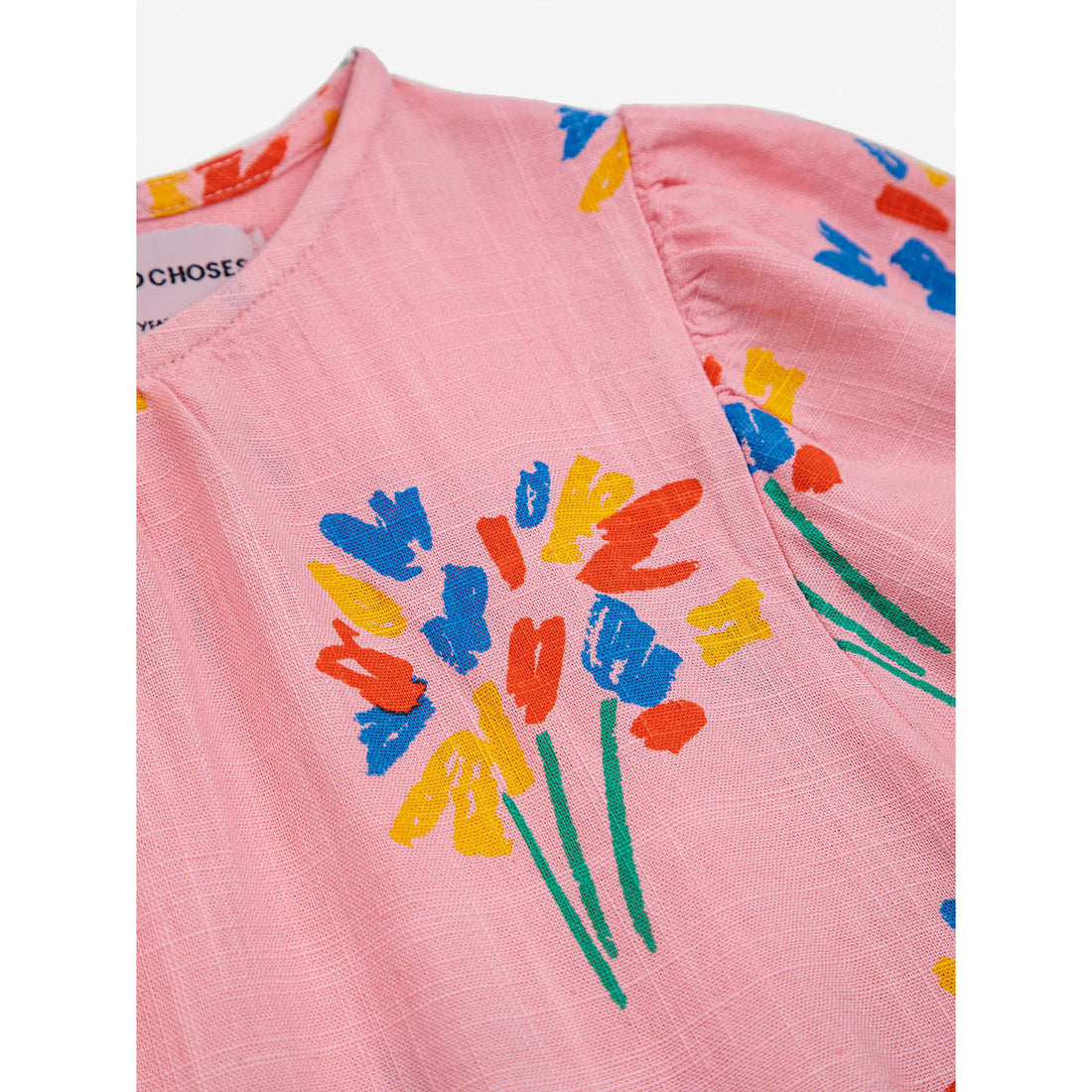 Bobo Choses Pink Fireworks All Over Flounce Sleeves Woven Dress