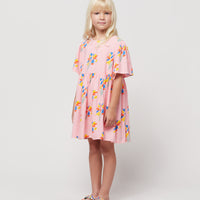 Bobo Choses Pink Fireworks All Over Flounce Sleeves Woven Dress