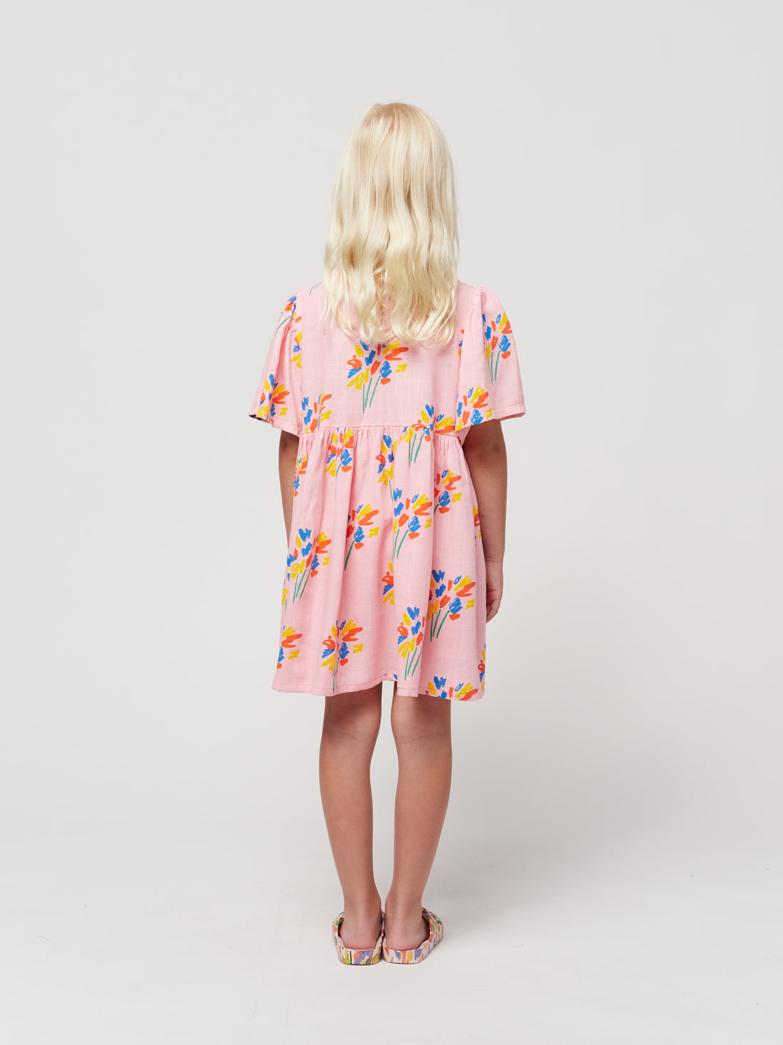 Bobo Choses Pink Fireworks All Over Flounce Sleeves Woven Dress