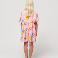 Bobo Choses Pink Fireworks All Over Flounce Sleeves Woven Dress