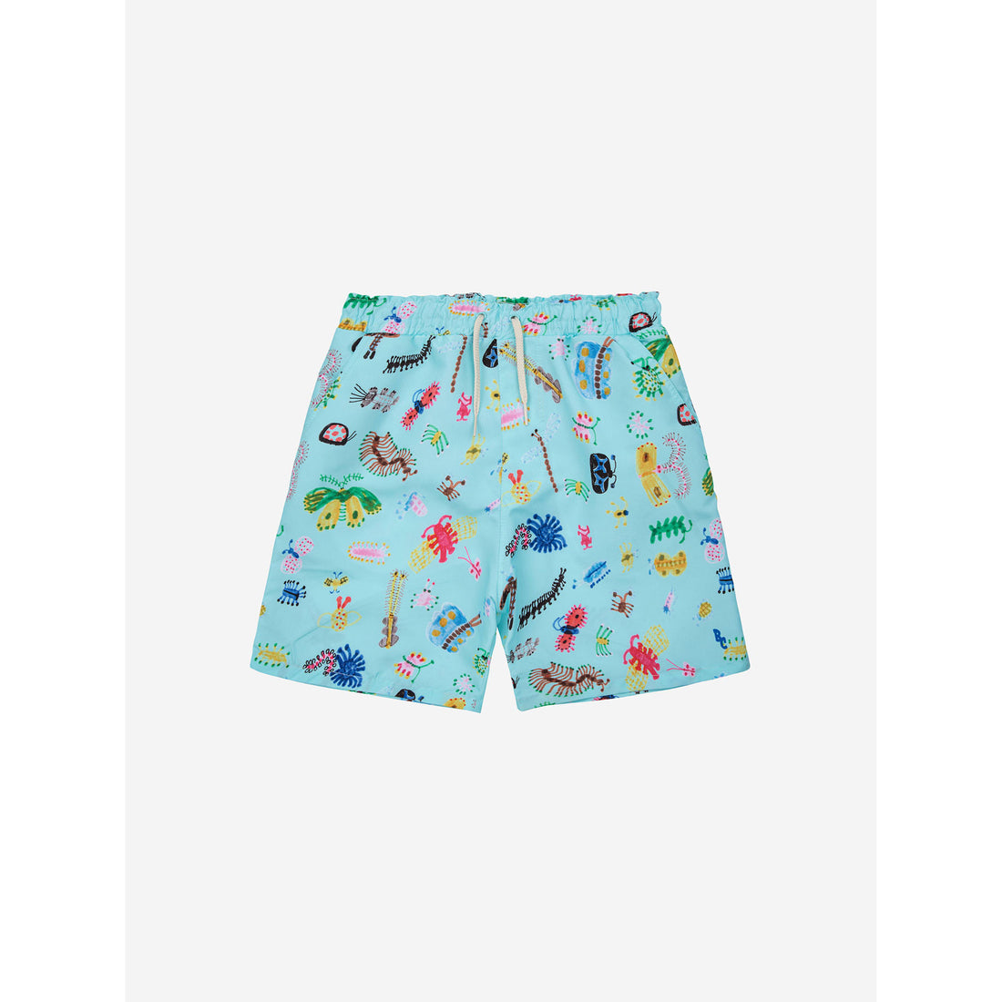 Bobo Choses Aqua Blue Funny Insects All Over Swim Bermuda Shorts