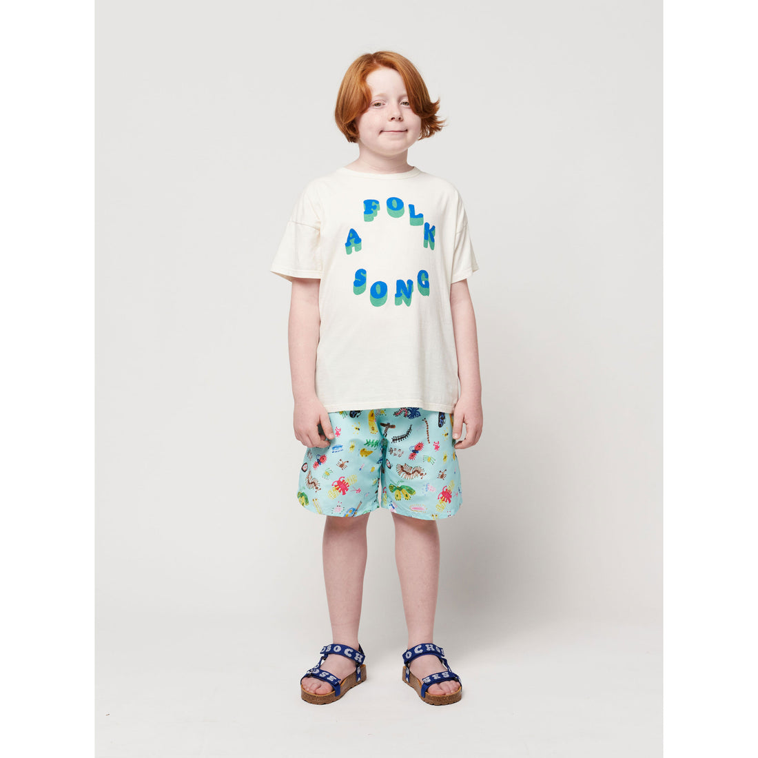 Bobo Choses Aqua Blue Funny Insects All Over Swim Bermuda Shorts
