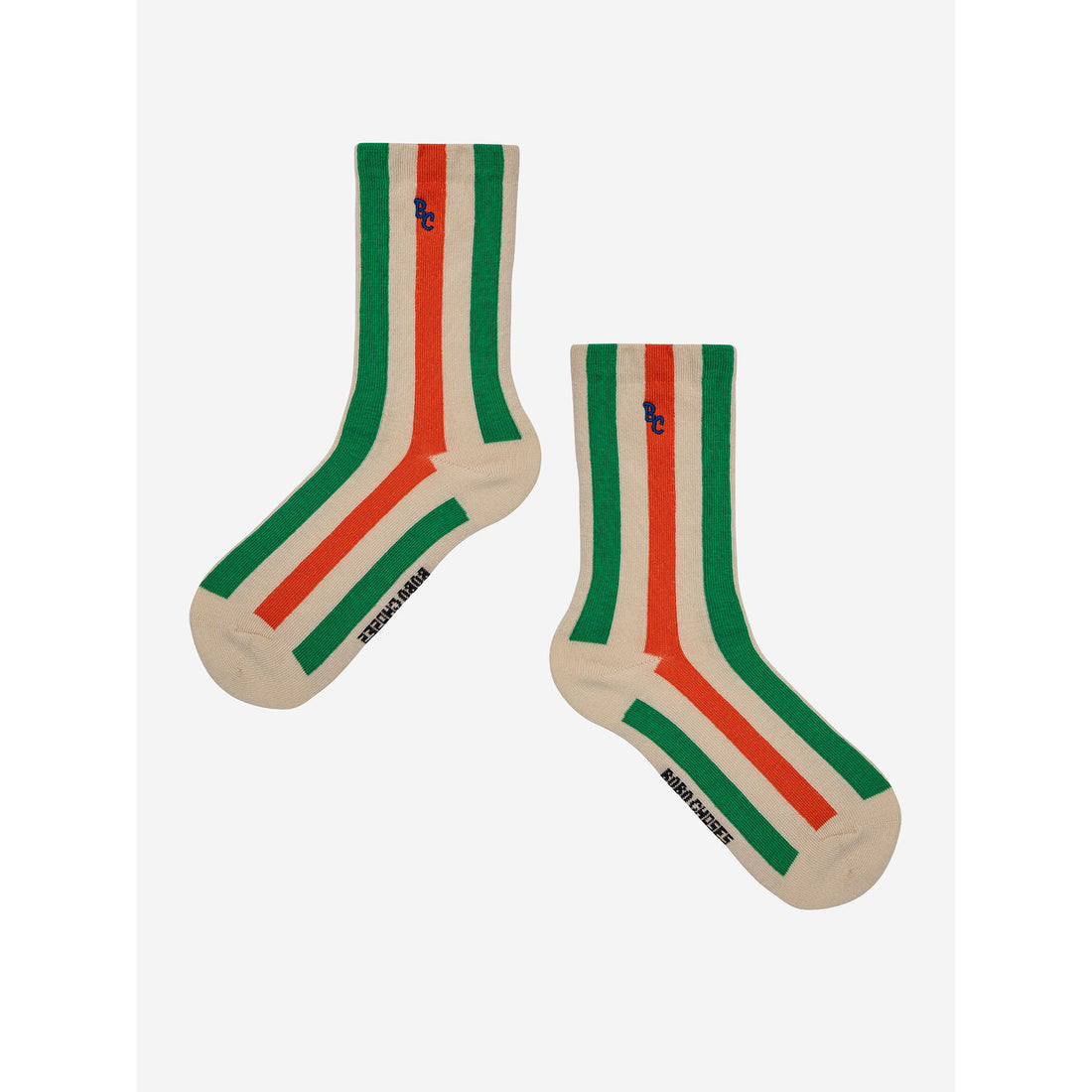 Bobo Choses Beige Vertical Stripes Long Socks