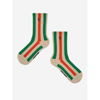Bobo Choses Beige Vertical Stripes Long Socks