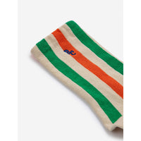 Bobo Choses Beige Vertical Stripes Long Socks