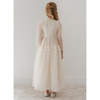 Petite Gold Cream Smocked Tulle Dress