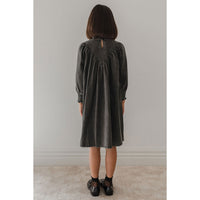 Petite Pink Black Wash Chambray Shirred Neck Babydoll Dress