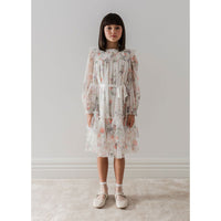 Petite Amalie White Summer Bouquet Tulle Dress