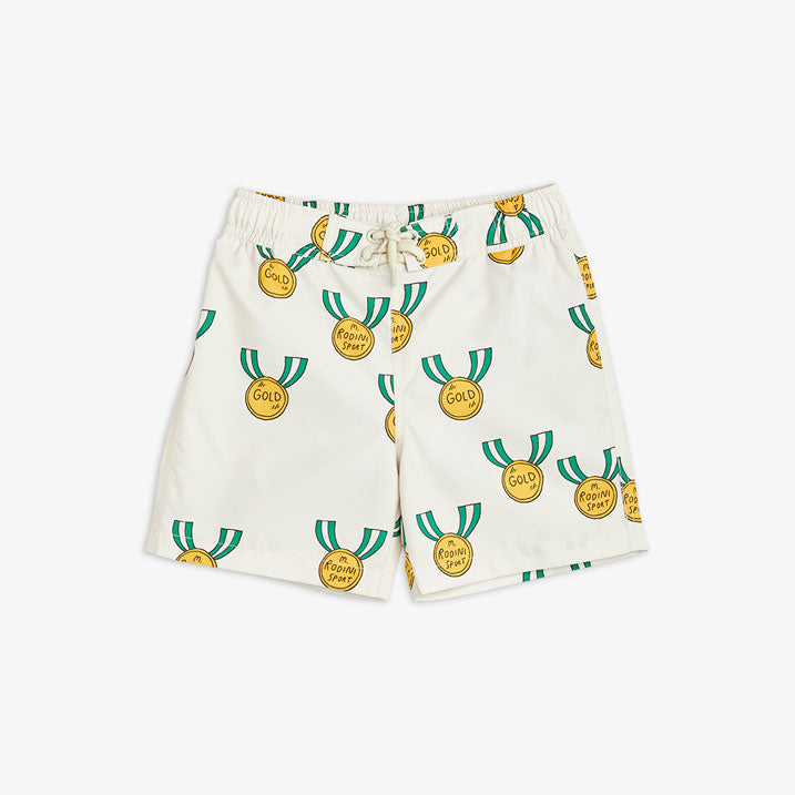 Mini Rodini Grey Medal Aop Woven Swim Shorts