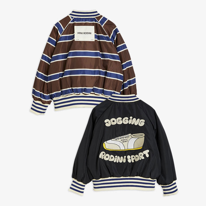 Mini Rodini Multi Stripe Reversible Baseball Jacket