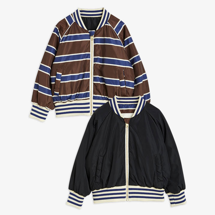 Mini Rodini Multi Stripe Reversible Baseball Jacket