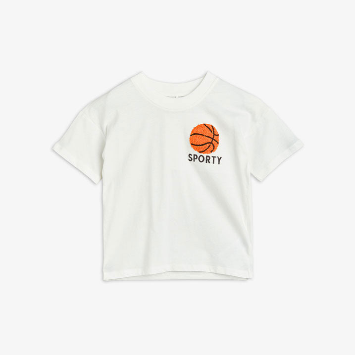 Mini Rodini White Basketball Chenille Embroideredroidered Tee