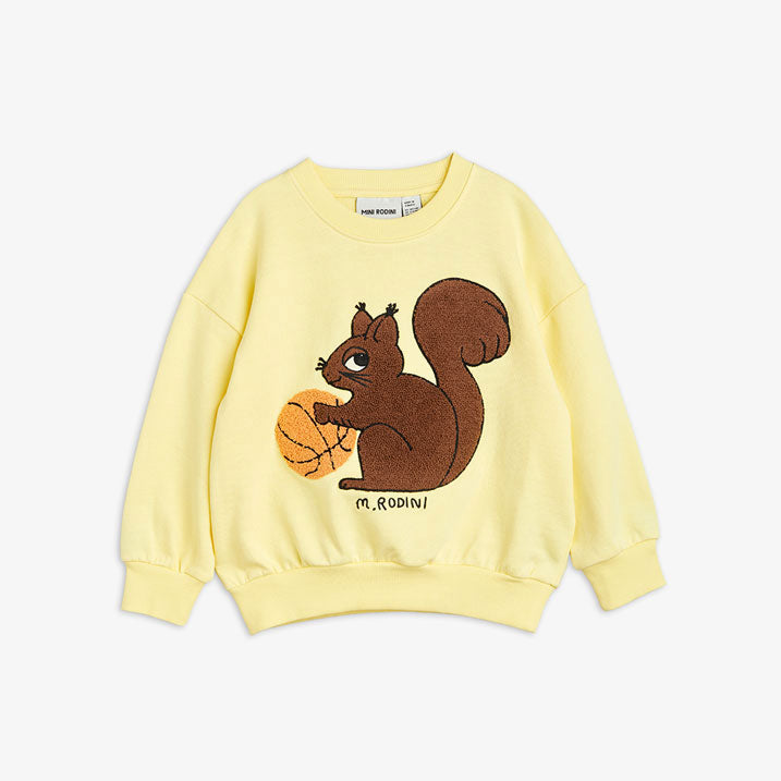 Mini Rodini Yellow Squirrel Chenille Embroidered Sweatshirt