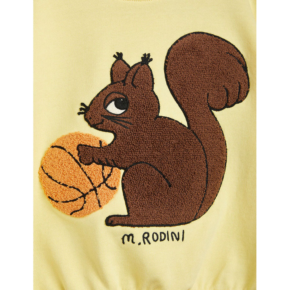 Mini Rodini Yellow Squirrel Chenille Embroidered Sweatshirt