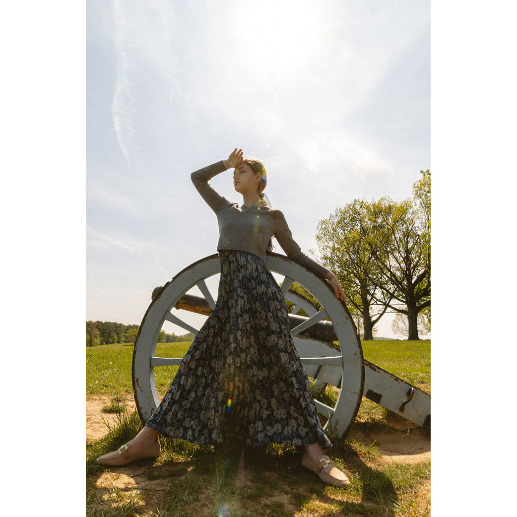 Ava and Lu Violet/Grey Floral Slip Dress